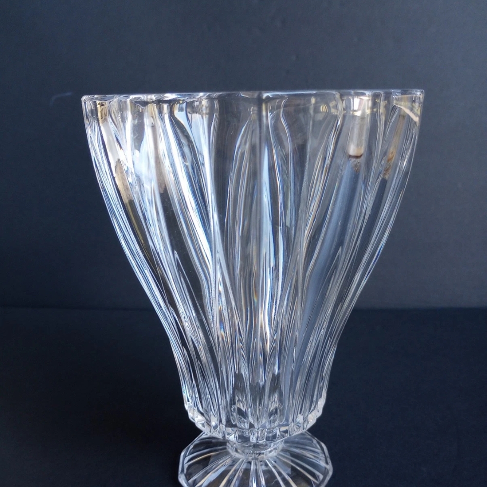 St. George Hurricane Candle Holder Shade Vase 24% Lead Crystal 7" 12 Sided USA